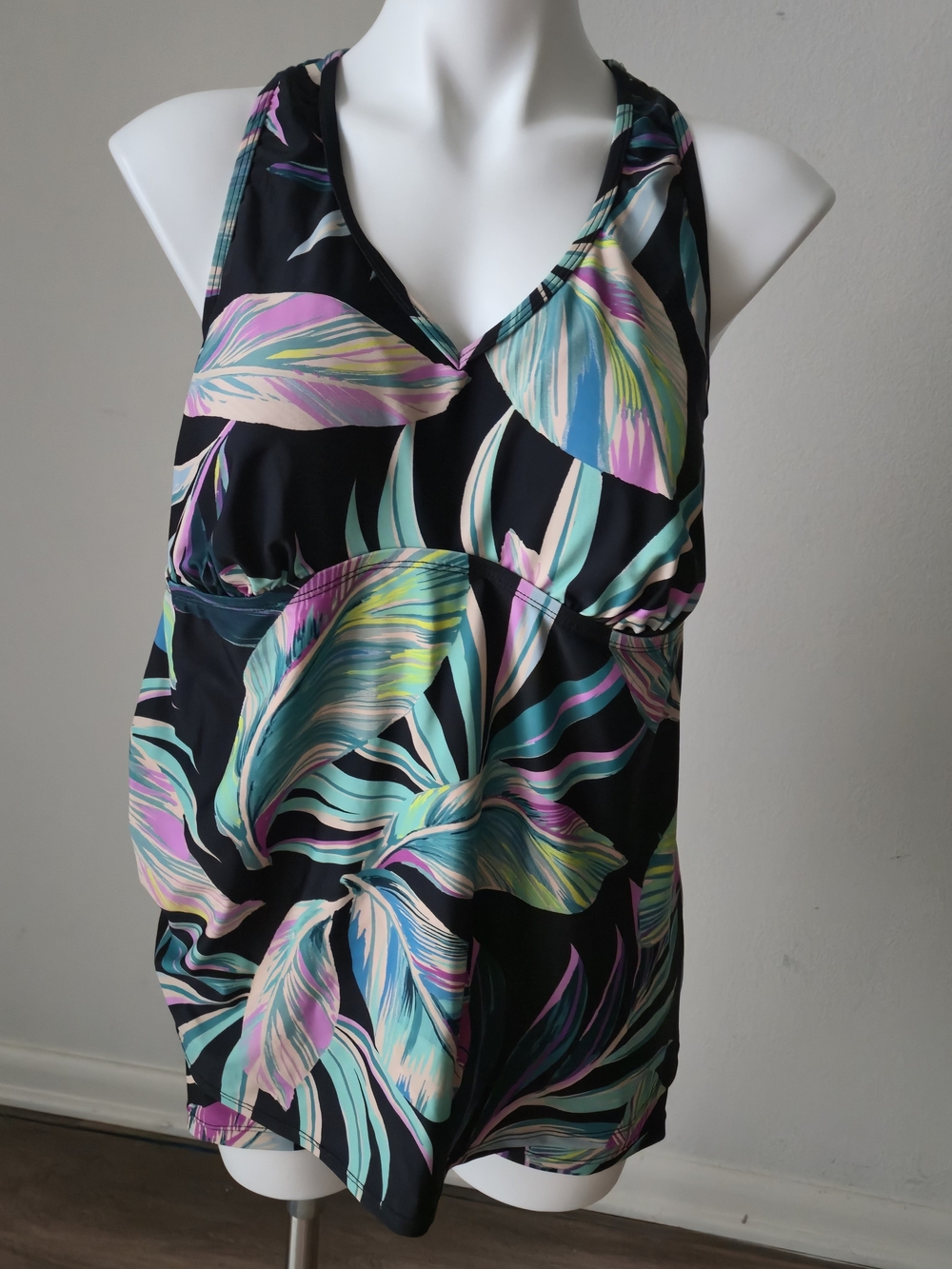 Torrid Tropical Print Top — Teal, Black, Purple